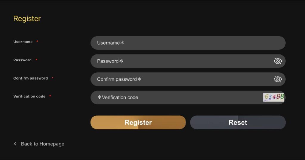 Register page - preview